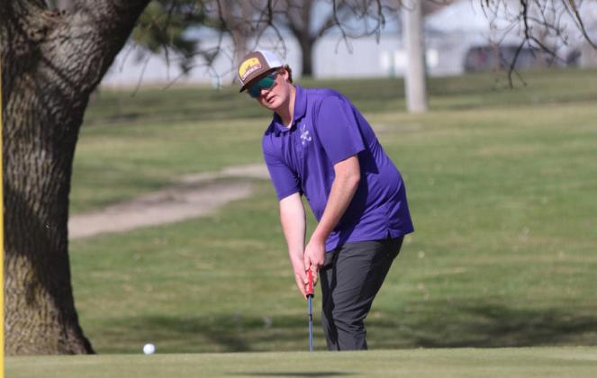 Waubay/Summit Mustang Derek Karst takes a deep putt from the edge of green during the Hamlin Golf Invitational April 16. Reporter &amp;amp; Farmer | Subscriber Snapshot