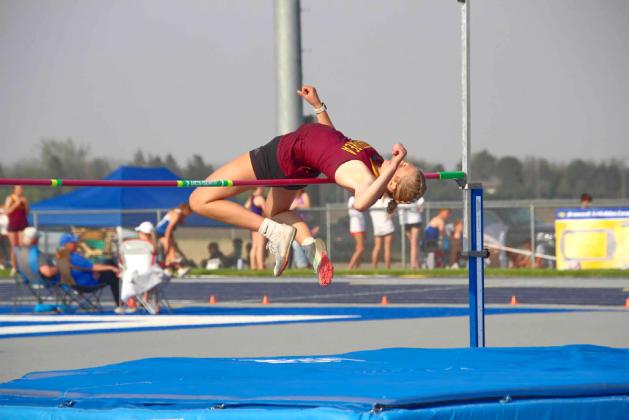 Sarah Zubke flies over the bar during a high jump attempt at the Al Sahli Invite in Aberdeen May 9. Zubke placed seventh clearing a height of 4’7”. Reporter &amp;amp; Farmer | Subscriber snapshot