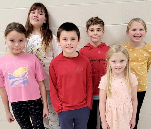 Webster Area Elementary students of the month for November, by grade, are from left, front, second Harlow Rencountre, fourth Kaydyn Anderson, kindergarten Berkley Matthews; back, fifth Piper Sichmeller, third Nash Keller and first Adeline Siglin. Reporter &amp;amp; Farmer | Subscriber snapshot