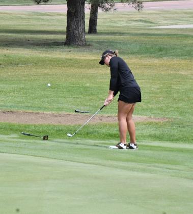 Webster Area Bearcat golfers participated in the state tournament June 1-2. Here, Bailee Ninke hits an easy chip to help herself keep a par. Ninke shot 21 over par and tied for seventh overall. Reporter &amp;amp; Farmer | Connor Handrahan
