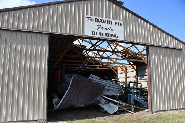 Remains of the door and roof lay scattered and mangled in the David Fie Family Building at Threshermen’s Park, Andover. The June 29 thunderstorm, which produced 62 mph winds and a tornado, caused significant damage at the park. Reporter &amp;amp; Farmer | Timothy Gibson