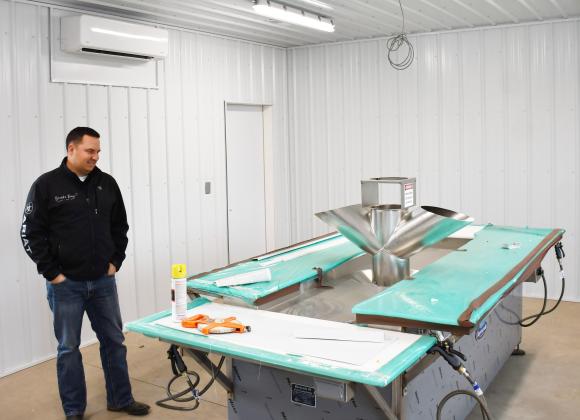 Webster fish cleaning facility is nearing the end of it’s development. Here, Webster Area Chamber of Commerce member Eric Hanson explains how the new fish grinder works Oct. 31. Hanson said the facility will be ready for operation after the ADA accessible slabs of concrete are implemented on the exterior of the building along with a few minor details on the inside. The new facility is the result of a lot of hard work from the chamber of commerce over the past year. Reporter &amp;amp; Farmer | Brenner Cariveau
