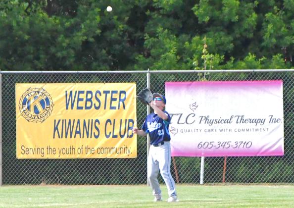 Post 40 center fielder Martin Dorsett catches a fly ball during their second game in the Ashley Charron Wood Bat Tournament June 20. Reporter &amp;amp; Farmer | Connor Handrahan