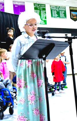 Reagan Kwasniewski sings a solo version of “Twinkle Twinkle Little Star” during Waubay’s elementary spring music concert May 5. Students sang many classic songs, including “Old McDonald Had a Farm” and “Take Me Out to the Ball Game.” Reporter &amp;amp; Farmer | Connor Handrahan