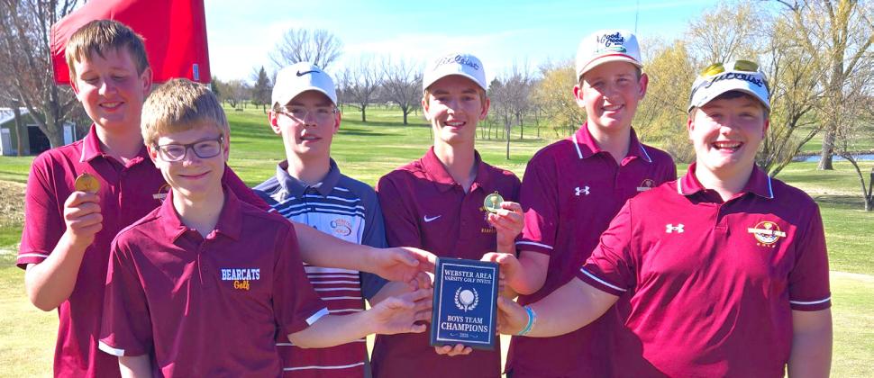 Reporter &amp; Farmer | Subscriber Snapshot Webster Area Bearcats competed in the Webster Area Invitational April 21. The boys took first place, with Seth Lesnar leading the team, shooting a 70 and having the lowest score overall. From left, Quinn Simonson, Maverick Coester, Drake Dargatz, Lesnar, Silas Simonson and Zayden Finch.