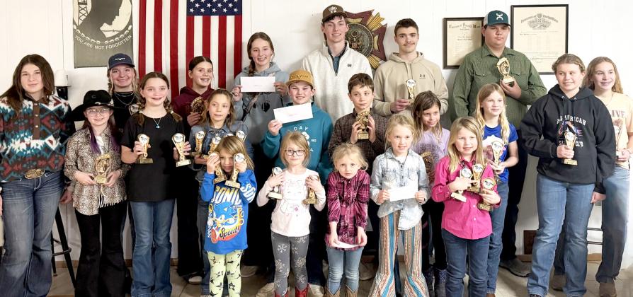 All-American Saddle Club honors were presented at their year end awards banquet. Pictured, from left, front are, Kira Christians, Echo Wess, Kylie Brandlee, Jaycee Brandlee, Rylee Tunby; middle, Madilyn Stahl, Nina Rasmussen, Taya Sandal, Logan Wik, Jackson Sandal, Cheyenne Christians, Gabby Duenwald, Ella Mundt; back, Kenlee Hommel, Fidelia Rasmussen, Elin Voss, Carlee Wik, Gage Wik, Jase Voss, Joseph Dutenhoffer and Lily Mundt. Reporter &amp;amp; Farmer | Subscriber snapshot