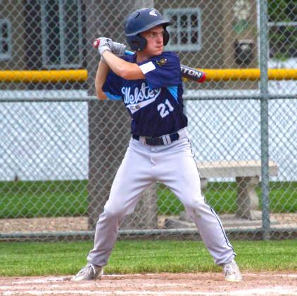 Martin Dorsett of Webster Legion Post 40 waits for a pitch during the team’s 2-0 win over Clark June 19. The game was the first of a doubleheader held in Clark with the second game being a 0-10 loss for Webster. Reporter &amp;amp; Farmer | subscriber snapshot