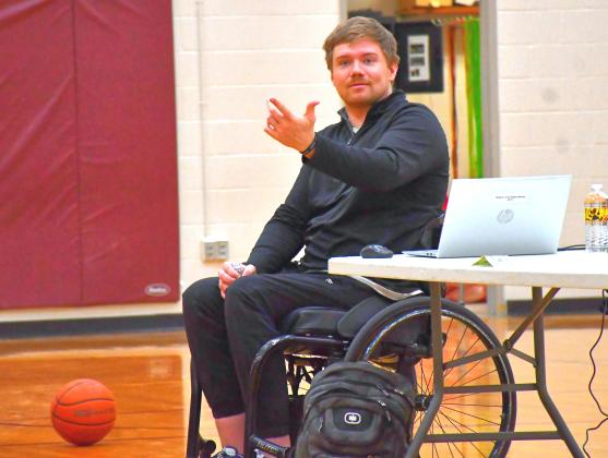 Hunter Pinke presented to Webster Area School April 8 about the importance of dreaming, setting goals and going towards the goal. Two different presentations were set; one for kindergarten to sixth grade and another for seventh to twelfth grade. Pinke told his story of his goal to become a basketball player and the journey he took to achieving his goal. Reporter &amp;amp; Farmer | Connor Handrahan