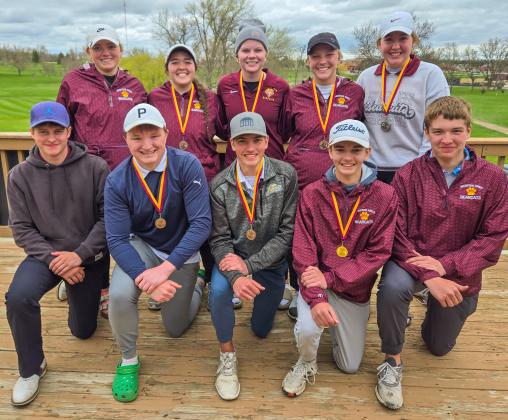 Webster Area golfers hosted the Webster Tournament May 8. Individual place winners and boys team title winners, from front left are Michael Dorsett, Thomas Kuecker, Blaize Amdahl, Seth Lesnar and Ian Lesnar. In back are, from left, Madison Peckham, Joslyn Haugen, Mia Coester, Baylie Somsen and Bailee Ninke. Reporter &amp;amp; Farmer | Subscriber snapshot