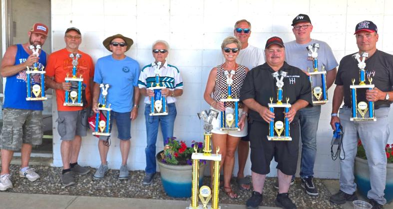 Waubay Fun Fest held its annual car/motorcycle show July 18. Here some of the winners pose with their trophies. From left, are Brad Olson, Scott Trap, Jim Stergel, Dennis Anderson, Lynette Cotten, Brad Cotten, Dennis Bremmon, John Blum and Kim Jorgenson. Reporter &amp;amp; Farmer | Subscriper snapshot