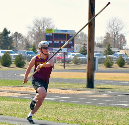 McKoy Pereboom begins a pole vault attempt April 21 at Webster. Reporter &amp;amp; Farmer | Leyton Beardslee