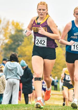 Webster Area cross country runner Hannah Sonstebo competes in the SDHSAA Class A State cross country meet Oct. 25 in Huron. Coach Cheryl McCreary reported Sonstebo crossed the line 101st in 22:29 for the girls 5k but was disqualified for grabbing hands and raising them with another competitor as they crossed the line. Reporter &amp;amp; Farmer | Leyton Beardslee