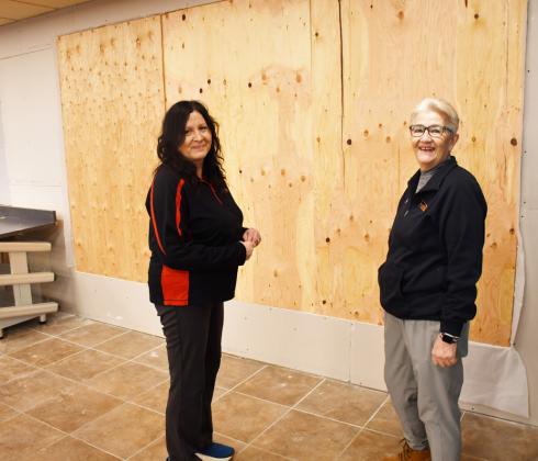 After a pickup crashed through Sioux Valley Co-op Dec. 1 the front window was destroyed along with shelving and coolers in the back of the store. No injuries were reported. Pictured Dec. 7 from left Sioux Valley Co-op manager Cheryl Premus and employee Sherry Markel recall the events of the day in front of the broken window which has been temporarily boarded up. Reporter &amp;amp; Farmer | Brenner Cariveau