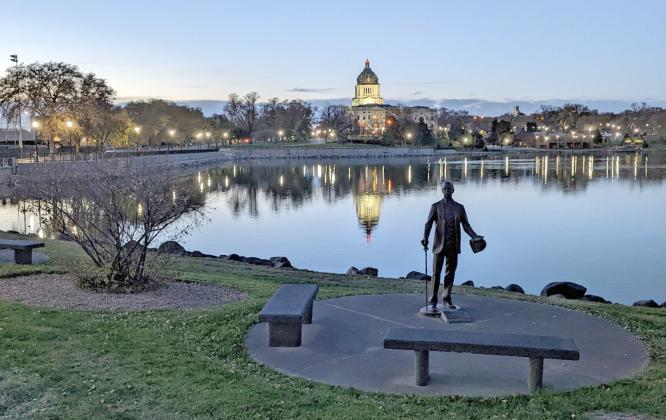 South Dakota Capitol grounds and lake in Pierre. Reporter &amp;amp; Farmer | John Hult for South Dakota Searchlight