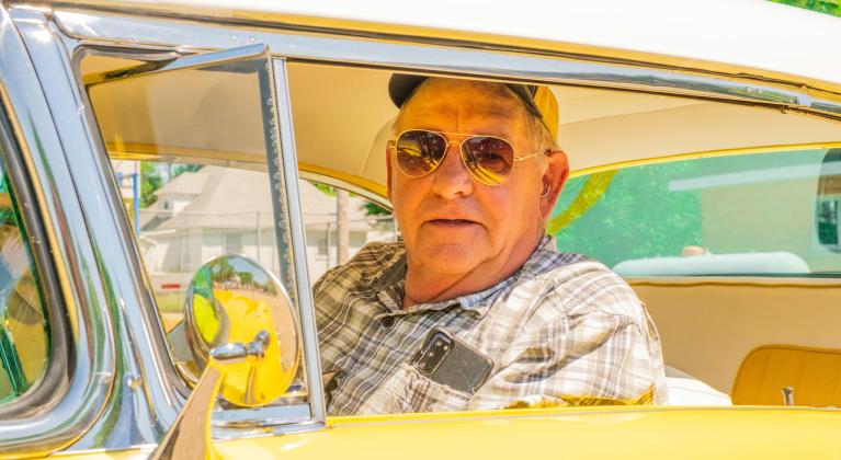 Jim Brakefield looks out of his vehicle during a car show held at Eden Days June 28. Brakefield’s ride is a 1955 Buick Riviera. Reporter &amp;amp; Farmer | Leyton Beardslee