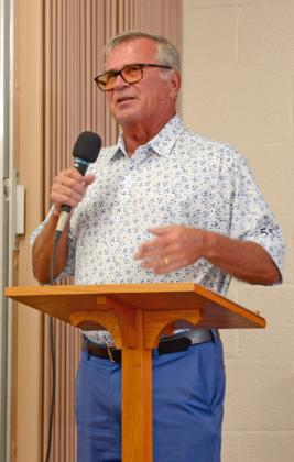 Bristol native Jeff Peterson spoke at Bethesda Lutheran Church Ladies Luncheon July 10 in Bristol. Peterson, who has biked across the country and walked the Appalachian Trail, talked about the role his faith played when putting himself through the mental and physical tests each of those events presented. Reporter &amp;amp; Farmer | Annie Witt