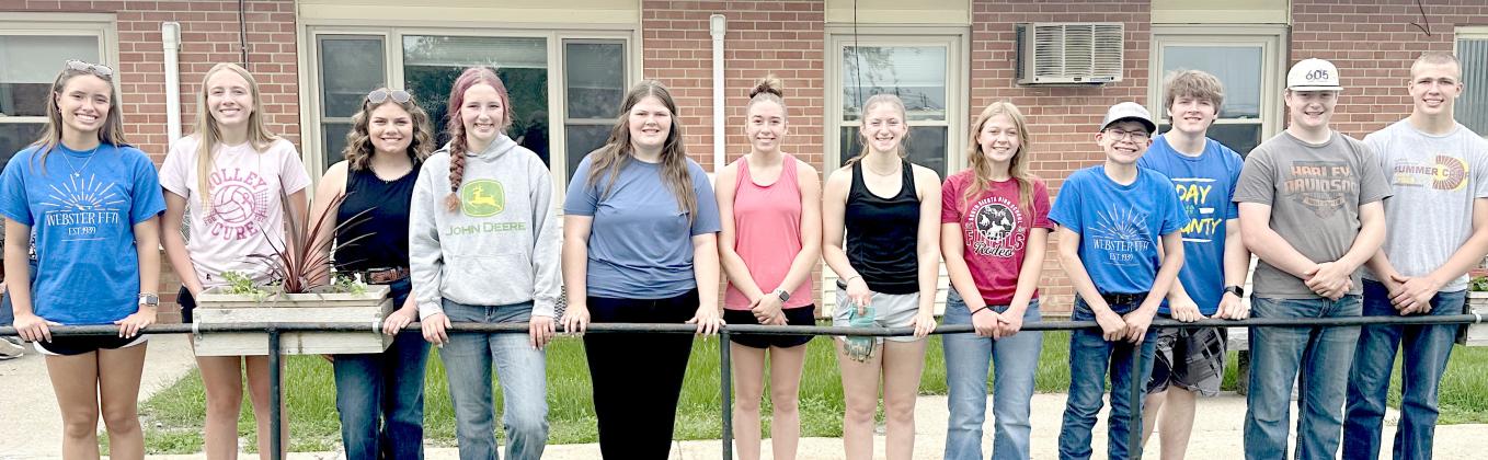 Webster FFA completed a community service project May 29 when they planted flowers at the nursing home. Ava Bjerke, chairman of the Committee of Building Agricultural Community Service led the project. Members from left are Kenslee Zubke, Kinsey Kuecker, Ava Bjerke, Carlee Wik, Kelsey Fischer, Macee McGregor, Chloe Mammenga, Bryn Sippel, Cane Bjerke, Carson Fischer, Caleb Gaikowski and Aiden Gaikowski. Reporter &amp;amp; Farmer | Subscriber snapshot
