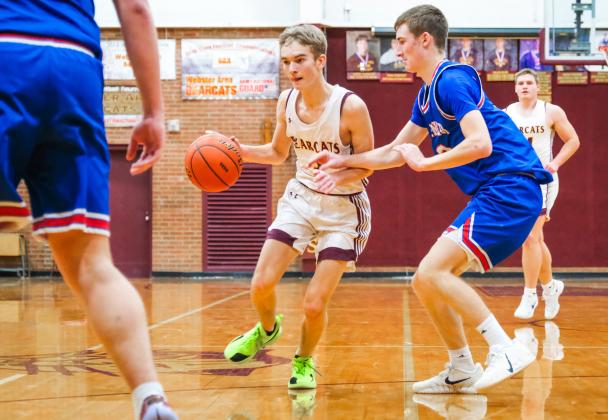 Seth Lesnar of Webster Area takes the ball up the court during the Bearcats 42-64 loss to Warner Monarchs Dec. 13 in Webster. Lesnar finished with a team high 16 points and also grabbed five rebounds. Reporter &amp;amp; Farmer | Leyton Beardslee
