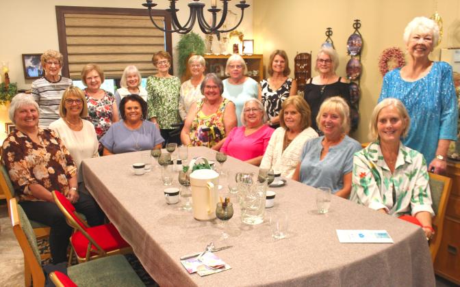 The Junior Websterian Club marked 75 years of friendship, learning and service at its first meeting of the season August 10. Standing in back row, left to right: Marilyn DeSpiegler, Suzanne Olawsky, Margaret Trefz, Eloise Hortness, Sandy Anderson, Winnie Jacobs, Sharon Johnson, Linda Fleeger and Rita Johnson. Seated in front row: Mary Bloom, Connie Sawinsky, Becky Mahlen, Barb Ohleen, Jill Flemmer, Kristi Baumgarn, Cindy Wolter and Julie Delaney. Reporter &amp; Farmer | Timothy Gibson