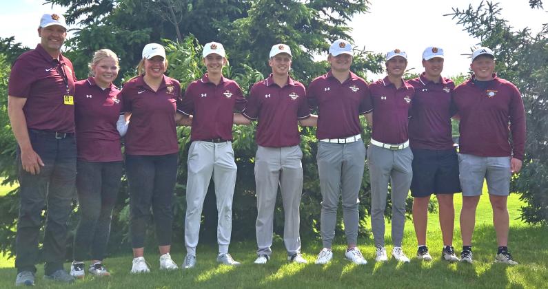 Webster Area golf team posed for a picture after the state tournament ended June 3 in Watertown. From left are coach Tim Lesnar, Mia Coester, Bailee Ninke, Seth Lesnar, Michael Dorsett, Thomas Kuecker, Blaize Amdahl, Ian Lesnar, and coach Jacob Pereboom. Reporter &amp;amp; Farmer | subscriber snapshot