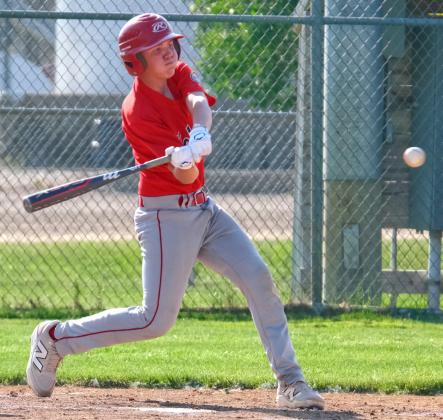 Dylan Rasmus takes a swing during Webster VFW Post 4690 Teeners first game against Milbank June 10 at Bob Wiley Field in Webster. Teeners lost 1-9 the first game but came back swinging with a 16-1 victory in the second game. Reporter &amp;amp; Farmer | Leyton Beardslee