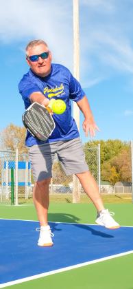 Wes Lindquist of Webster plays on the newly completed pickleball courts at Fred Haase Memorial Park in Webster Oct. 24. Lindquist said he picked up the sport eight years ago and now with new courts in town hopes it can become popular in Webster. Reporter &amp;amp; Farmer | Leyton Beardslee