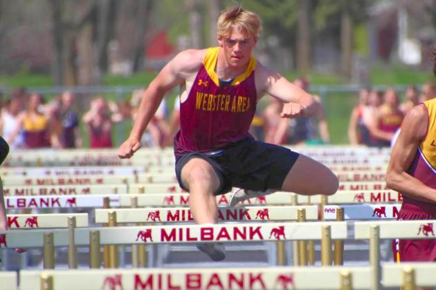 Tenth grader Gage Baumgarn jumps a hurdle during the Valley Queen Cheese Invite at Milbank May 6. Reporter &amp;amp; Farmer | Subscriber Snapshot