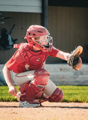 Catcher Dylan Rasmus waits for a pitch during the Teeners 6-5 win over Claremont June 23 in Webster. The game ended with a walk off single by Jase Schmidt in the bottom of the fifth inning. Reporter &amp;amp; Farmer | Leyton Beardslee
