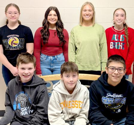 Webster Area Middle and High School students recognized as December students of the month, by grade, are from left, front Silas Miller sixth, Jace Schmidt seventh, Kasen Garduno eighth; back, Keelee Severson 10th, Willa Stern 11th, Norah Zubke 12th and Macee McGregor ninth. Reporter &amp;amp; Farmer | Subscriber snapshot