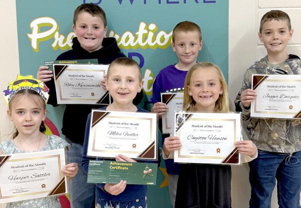 Webster Area Elementary School students of the month for May, by grade, are from left, front, Harper Sattler kindergarten, Miles Fiedler first, Cayston Hanson second; back, Riley Kwasniewski third, Landon Linde fourth and Jagger Dargatz fifth. Reporter &amp;amp; Farmer | Subscriber snapshot