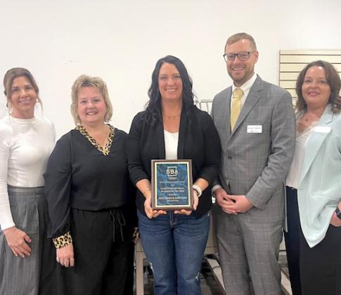Webster’s Spot-On Printing is the winner of the 2025 Women-Owned Small Business of the Year award. Attending the award presentation May 1, from left, are Laure Swanson, GOED; award recipients Jacki Hoven and Darci Ford, Spot-On Printing; Bryson Patterson, SBA South Dakota District office and Carrie Niles, GROW South Dakota. Reporter &amp;amp; Farmer | Subscriber snapshot