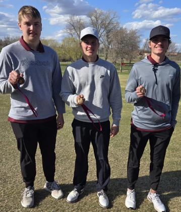 Ian Lesnar, Michael Dorsett and Blaize Amdahl show off their medals from a successful day of golfing at Webster April 22. Reporter &amp;amp; Farmer | subscriber snapshot