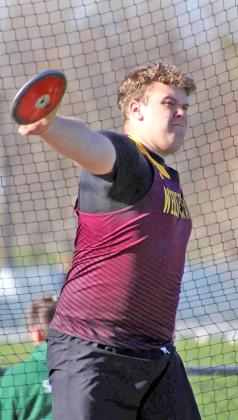 Gage Miotke throws discus at the CWL Cyclone Track Quad meet in Clark April 29. Reporter &amp;amp; Farmer | Subscriber snapshot