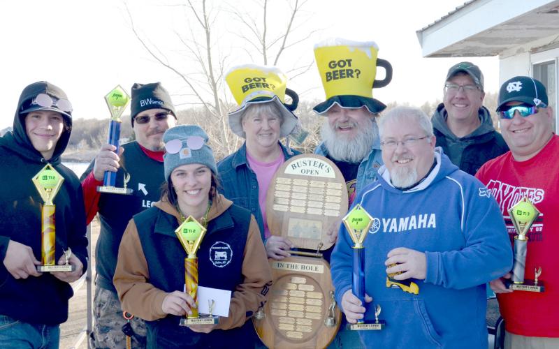 Winners of this year’s Snolf Tournament are from left, Trey Wall-second, Ross Grupe-first, Clarissa Hoffer-second, tournament hosts Peggy and Buster Sichmeller, Eric Kwasniewski-first, Cole Davidson and Jason Hutt-third. Reporter &amp;amp; Farmer | Subscriber snapshot