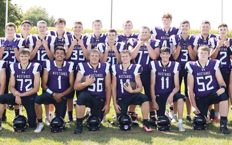 Waubay-Summit Mustang 2024 football team are in front from left, Jayven Maag, Nolan Thuringer, Hunter Bourassa, Karter Stoks, Brooks Dolen, Dylan Rumpza, Tigh Gaikowski, Levi Whempner, Caleb Miller, Camden Neilan; middle Assistant Coach Colby Rumpza, Dash Ebsen, Witten Butler, Cash Gaikowski, Cooper Ebsen, Zayne Strang, Will Althoff, Teegan Gaikowski, Linken Niles, Bo Berger, Head Coach Sonny Rumpza; back Newton Campbell, Hogan Hlavacek, Evan Aker, Bryson Zirbel, Derek Karst and Tripp Gaikowski
