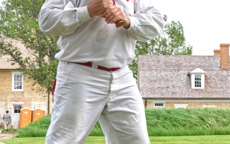 Brian “Rugby” Warden stepped up to bat June 7 at an 1800s rules baseball game held during Fort Sisseton Historical Festival. Reporter &amp;amp; Farmer | Leyton Beardslee