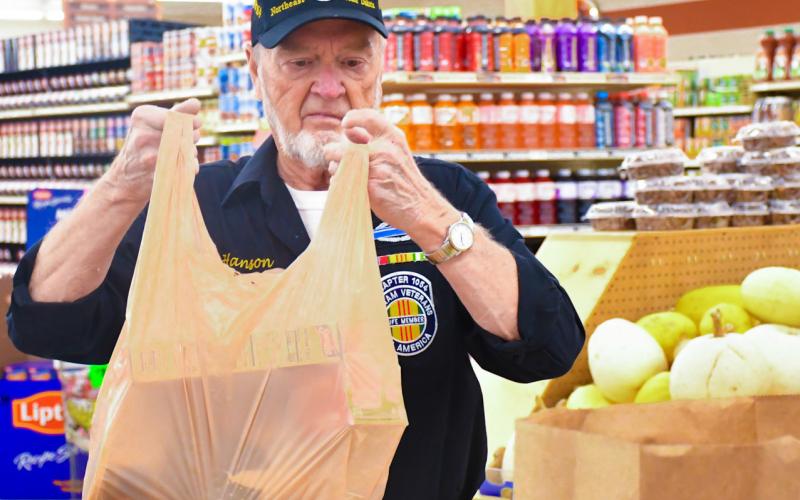 Vice president of Vietnam Veterans of America Chapter 1054 Jim Hanson packs Thanksgiving meals Nov. 24 at Mike’s Jack &amp;amp; Jill in Webster to give away to Day County veterans in need. Chapter 1054 provides the service to nine counties in northeast South Dakota and gave away all 50 of their meals on the day. Reporter &amp;amp; Farmer | Leyton Beardslee