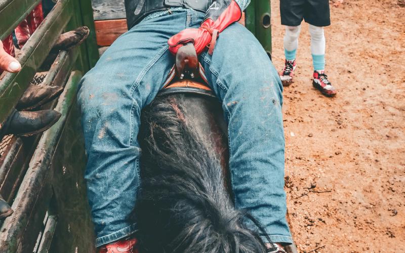 Hawk Hill begins his junior bareback riding attempt during the Waubay Roundup rodeo June 14. Hill finished first in the event with a score of 68. Reporter &amp;amp; Farmer | Leyton Beardslee