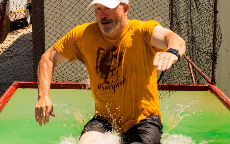 Shad Storley gets dropped into a dunk tank during Eden Days June 28. The annual festival celebrated the 111th year of Eden as a town. Reporter &amp;amp; Farmer | Leyton Beardslee