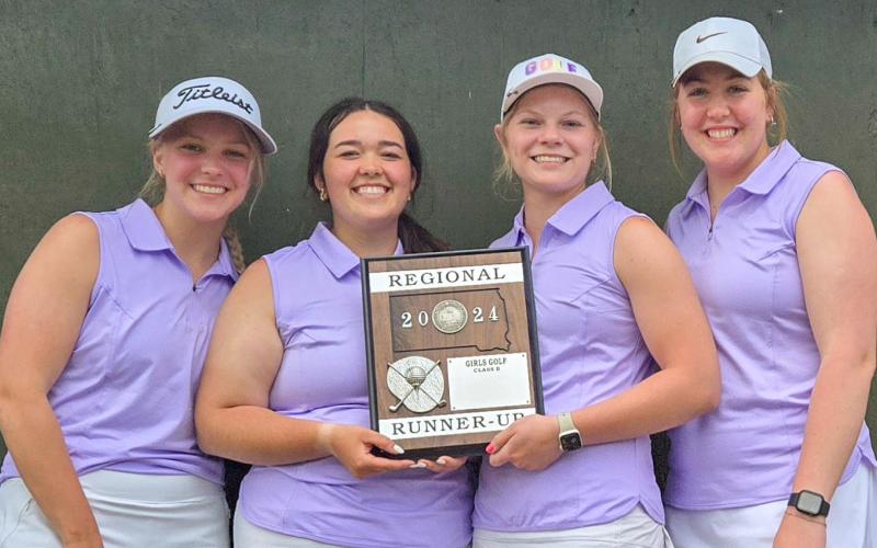 Pictured are Webster Area girls golf team, including Baylie Somsen, Joslyn Haugen, Mia Coester and Bailee Ninke, who took second place at the regional golf tournament at Cattail Crossings in Watertown May 20. Reporter &amp;amp; Farmer | Subscriber snapshot