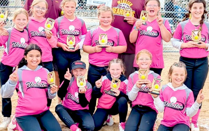 Webster U10 girls placed first in their division of the JO Classic Tournament in Watertown June 14. From left, front, are Amara Pool, Aaliyah Lone, Brynlee Eidahl, Millie Kvernevig, Ada Kuecker; middle, Gabby Duenwald, Skylar Ascher, Morgan Weitbrecht, Emerie Schlechter, Gracelyn Chevalier, Emelia Stoebner; back, coaches Kevin Duenwald and Andy Chevalier. Reporter &amp;amp; Farmer | Subscriber snapshot