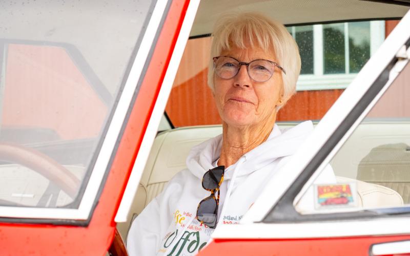 Pat Bladow of Gwinner, ND sits in her 1963 Chevrolet Nova July 20 during the annual Cruisin’ Classics car show at the Museum of Wildlife Science &amp;amp; Industry in Webster. Bladow said she has owned the car for 5-6 years and had the engine swapped from the original 327 motor to a modern LS engine. Reporter &amp; Farmer | Leyton Beardslee