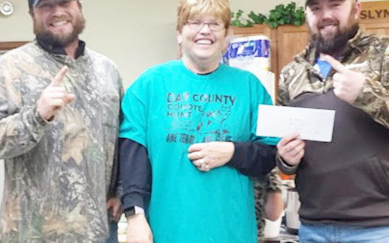 In Roslyn the 18th annual coyote hunt organized by Patti Mitchell took place Dec. 13-15. During the competiton, 74 total coyotes were harvested. Here from left, Adam Imberi from Clark stands next to Mitchell and his teammate Dominic Plunkott from Watertown as they are handed their check worth $1,500. As a team Imberi and Plunkott harvested 21 coyotes. Reporter &amp;amp; Farmer | Subscriber Snapshot