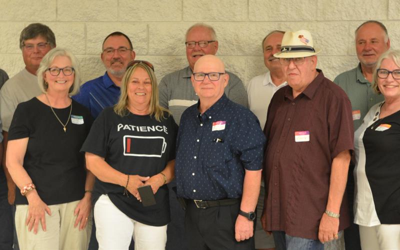 Celebrating 50 years, front, from left, Rich Herrick, DeeDee Raap, Margie Gruba, Al Bell, Barry Gronke, Gwen Kampa, Jesse Larsen; back, Duane Axness, Kenny Ewalt, Elroy Streier, Craig Schmidt and Curtis Samson. Reporter &amp;amp; Farmer | Luke Caputo