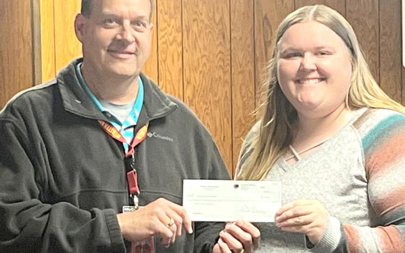 Kayla Kirchmeier, Webster Kiwanis vice president, presented a check for over $9,400 to Webster Area School Superintendent Jim Block Funds were raised by selling concessions at home sporting events. Reporter &amp;amp; Farmer | Subscriber snapshot
