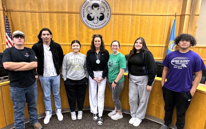 Waubay JAG students went to Sioux Falls March 9-10 to attend the annual Career Development Conference. Students met with Sioux Falls School Board member Dawn Marie Johnson to discuss her path from Waubay to Sioux Falls and all she’s achieved. From left, Bodean Rumpza, Evan Davies, Yulisa De Loera, Johnson, JAG specalist Katie Thompson, Jorie Roberts, Parker Rockwood. Reporter &amp;amp; Farmer | Subscriber Snapshot