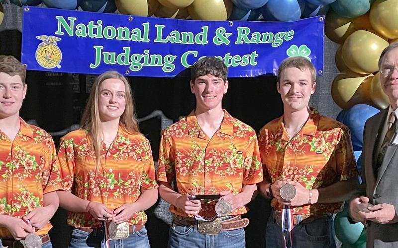 Day County 4-H team of, from left, Caleb Gaikowski, Bobbi Eide, Tigh Gaikowski, Caleb Weyh and their coach Fred Zenk placed third in the National Range Judging Event near El Reno, OK. Eide placed fourth in the nation and Caleb Gaikowski placed seventh individually. Teams were escorted and coached by Fred and Cindy Zenk, Webster. Reporter &amp;amp; Farmer | Subscriber snapshot