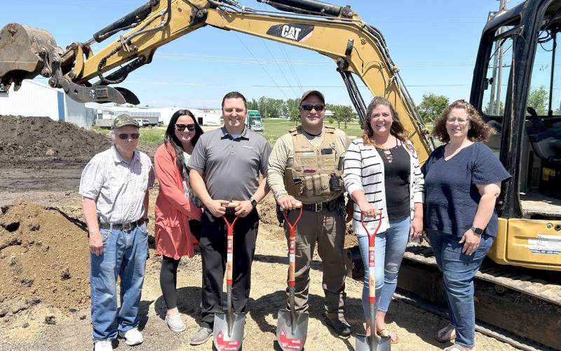 Present for the ground breaking for the new fishing cleaning station, from left were Wayne Klungseth, Webster City Council; Tammy Eidahl, Eric Hanson, Webster Area Chamber of Commerce members; Austin Norton, Game, Fish and Parks; Katy Marx, chamber president and Amy Fischer, chamber member. The new facility will be located south of North Park Lane, north of U.S. Highway 12, behind Twin Valley Tire/Community Oil. Reporter &amp;amp; Farmer | Subscriber snapshot