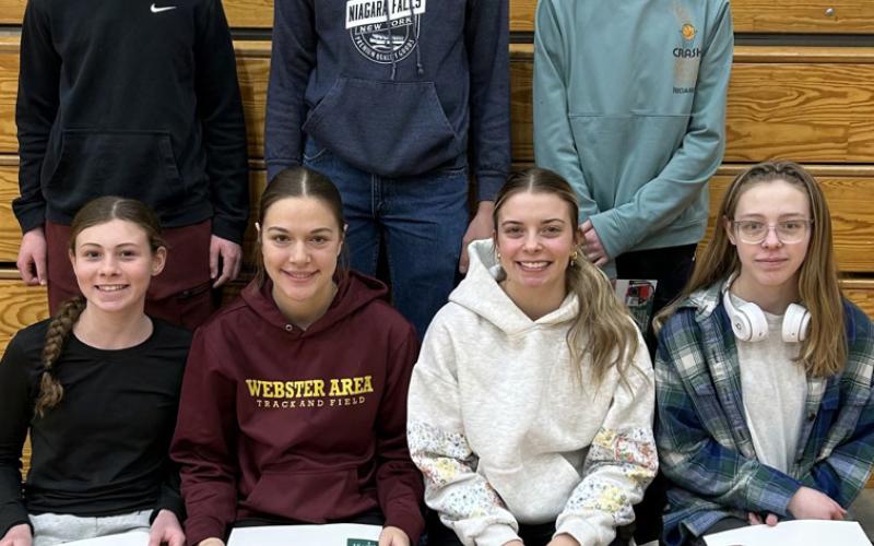 Webster Area Middle School and High School students of the month for January. Students honored, by grade are, from left front, Molly Moran seventh, Braelynn Breske 10th, Kenley Grewe 11th, Taryn Zakrzewski 12th; back, Kru Johnson sixth, Kason Garduno ninth and Hunter Sinner eighth. Reporter &amp;amp; Farmer | Subscriber snapshot