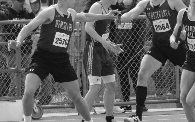 Gavin Witt takes the batton from Carson Mount during a relay race at the Howard Wood Dakota Relays track meet May 3-4. Reporter &amp;amp; Farmer | Subscriber snapshot